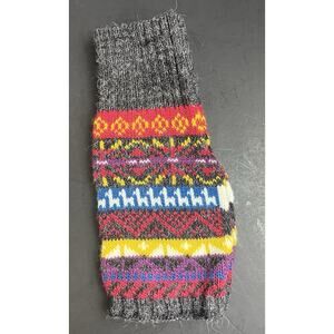 Gray/Multicolor Alpaca Fingerless Gloves – Beautiful Peruvian Design NEW